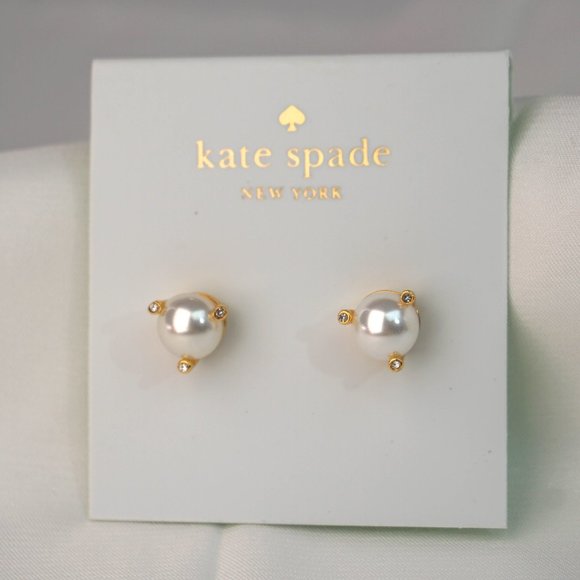 Kate Spade Rise and Shine Pearl Stud Earrings + Dust Bag (Brand New)